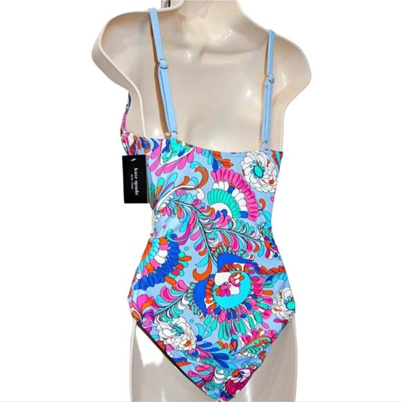 KATE SPADE Cinch Tie Front‎ Soft Underwire Cups Swimsuit in Spring Water  XL NEW - Picture 9 of 15